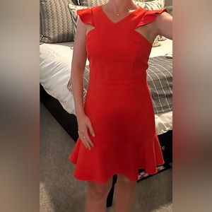 Red ruffle cocktail dress